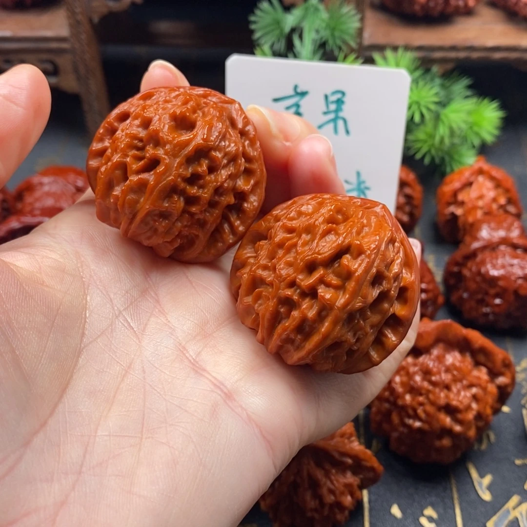 把件文玩核桃三角白
