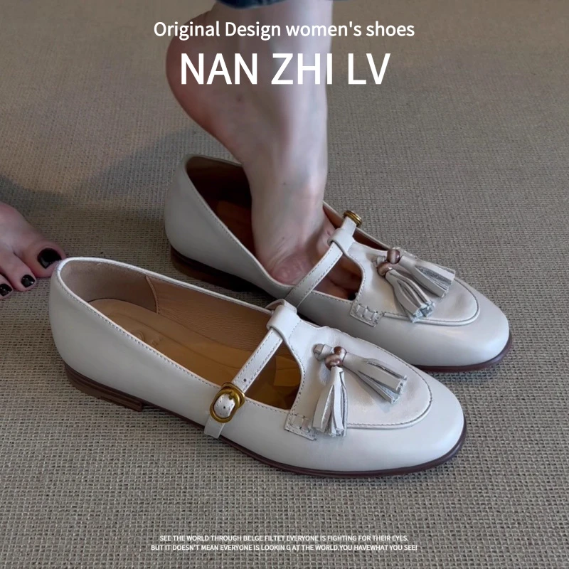 羊皮版~2025新款浅口休闲平底单鞋年春夏季女复古法式少女甜美风