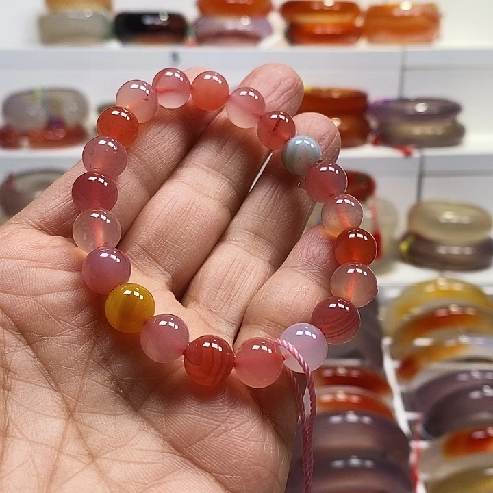 玛瑙/玉髓未镶嵌手链花纹漂沙