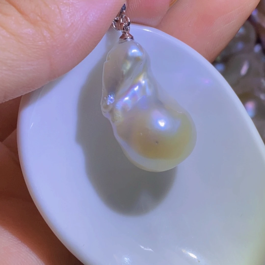 银S925镶嵌淡水珍珠天然淡水珍珠无染色无优化