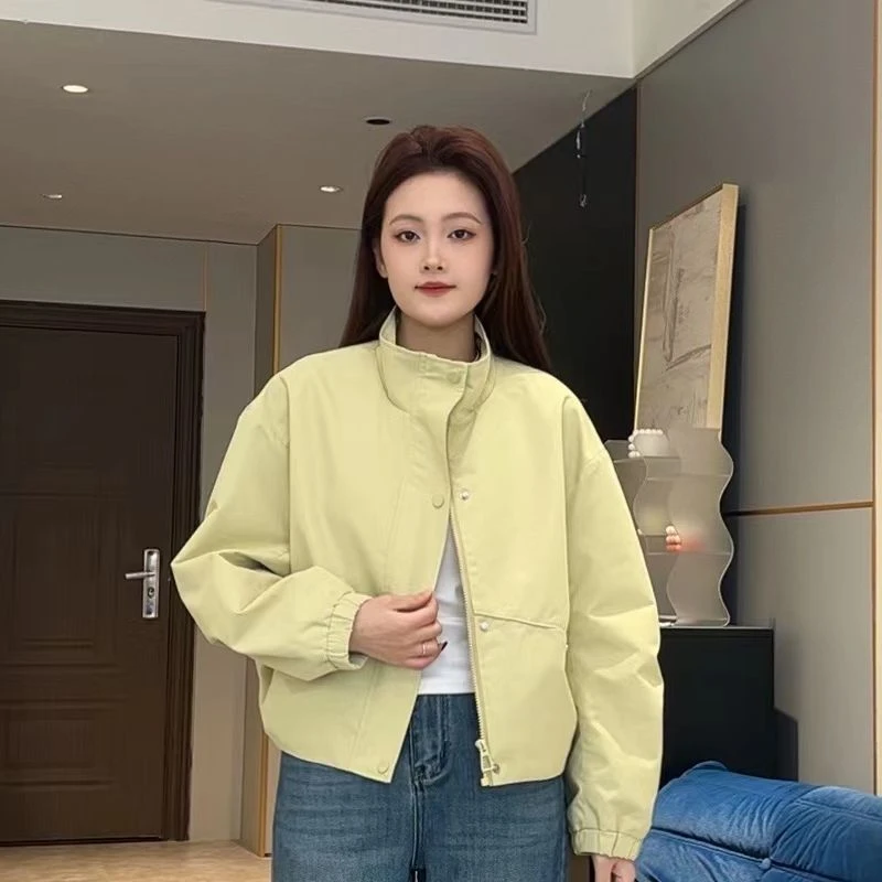 【欧加粒粒】早春韩版气质短款时尚小立领纽扣短款外套 M25021302