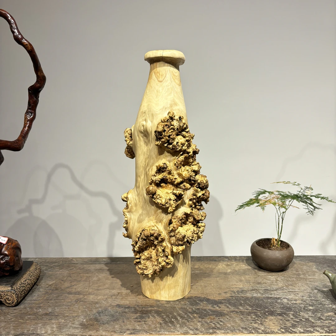 根雕根艺自然随形株木材质干花瓶