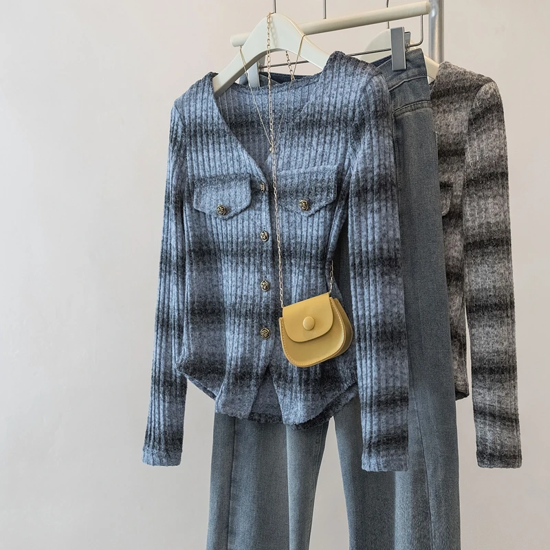 yoewshean/羽媗秋冬毛针织休闲装大码女装胖mm显瘦百搭遮肚子上衣