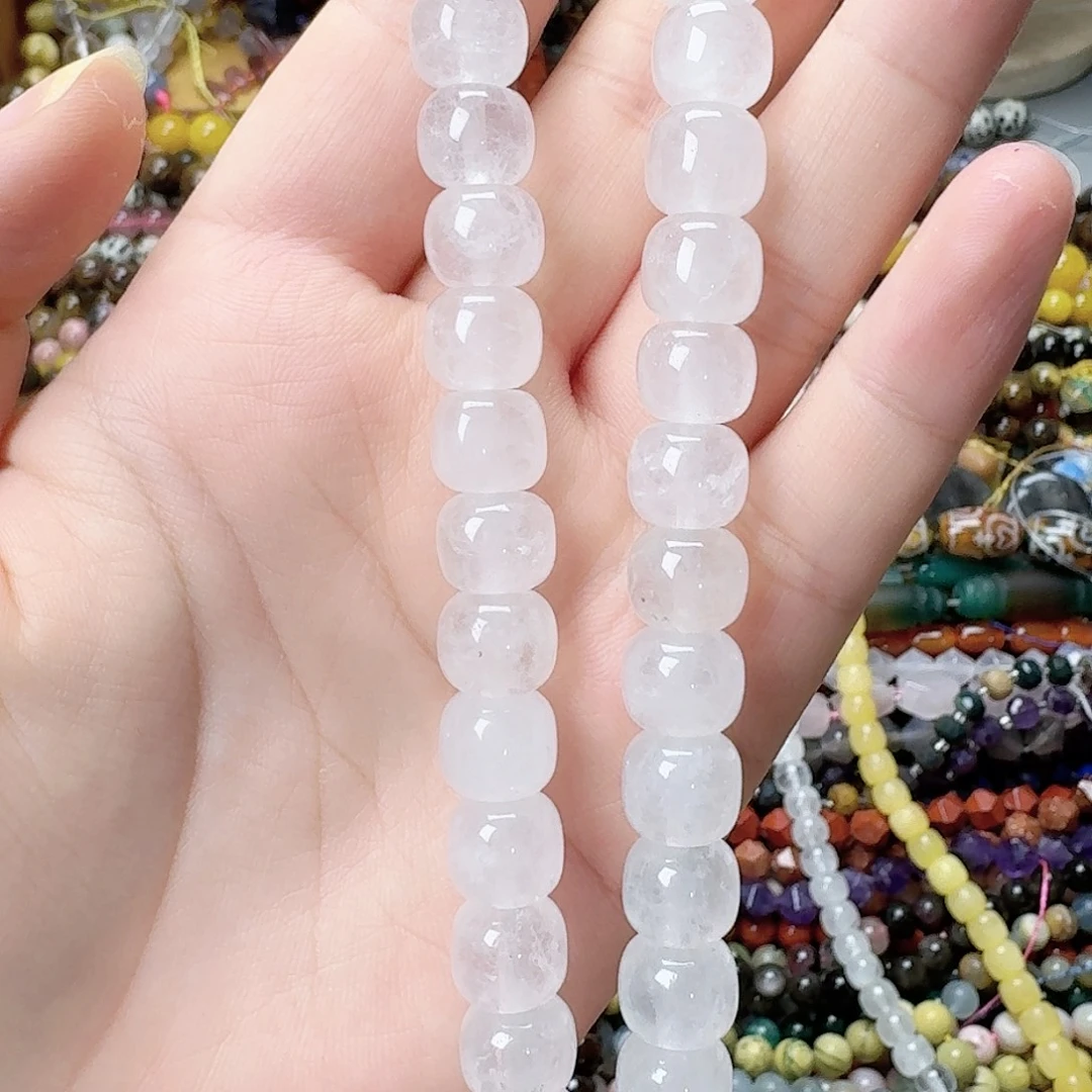 未镶嵌玛瑙/玉髓珠宝半成品卡10白水晶老型珠一条