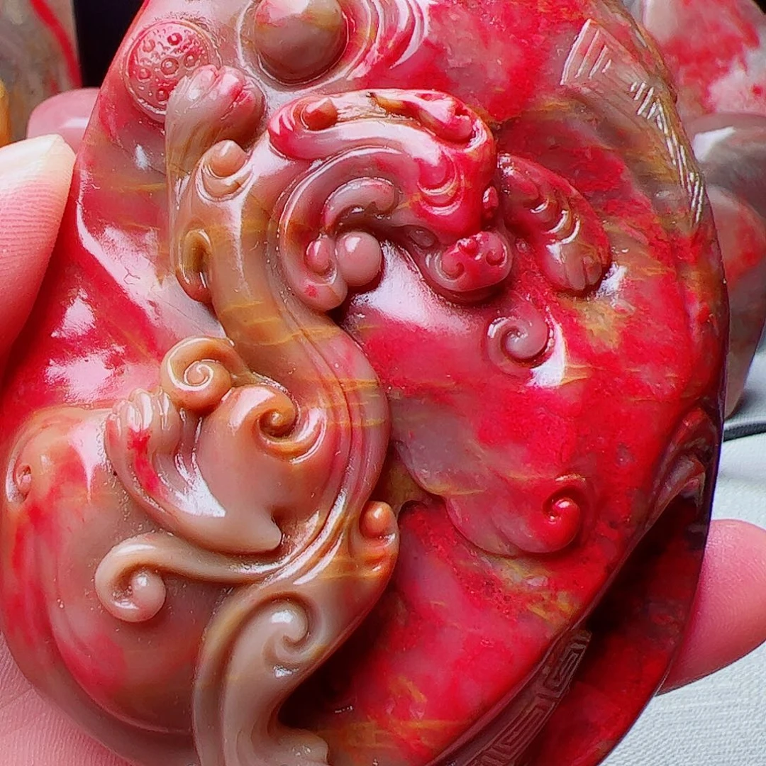 昌化石昌化鸡血石手把件