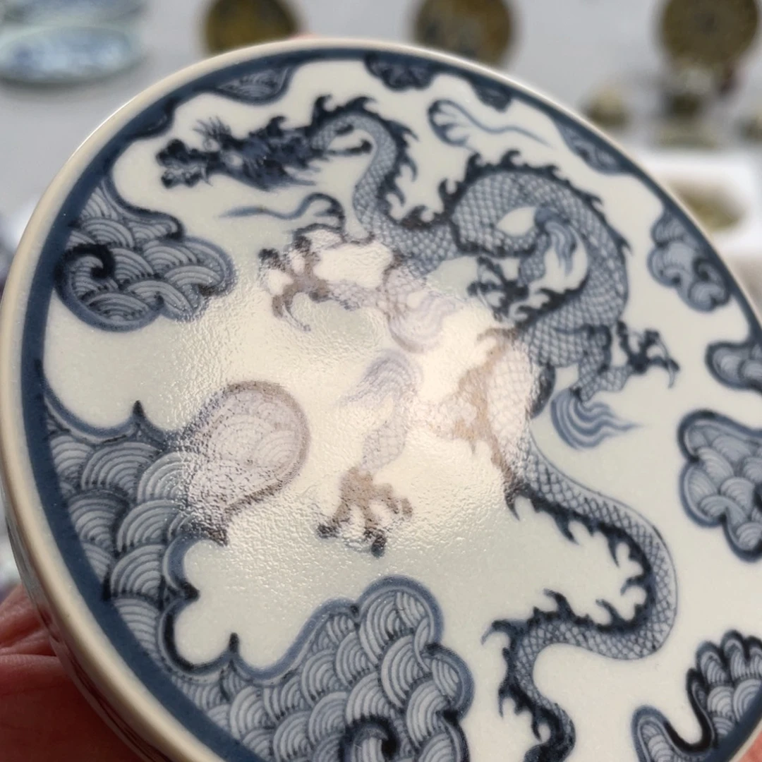 瓷片景德镇青花穿云龙盖置