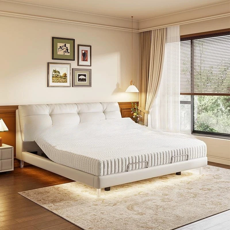 意式极简智能电动真皮床高端现代双人互不打扰可升降家用床