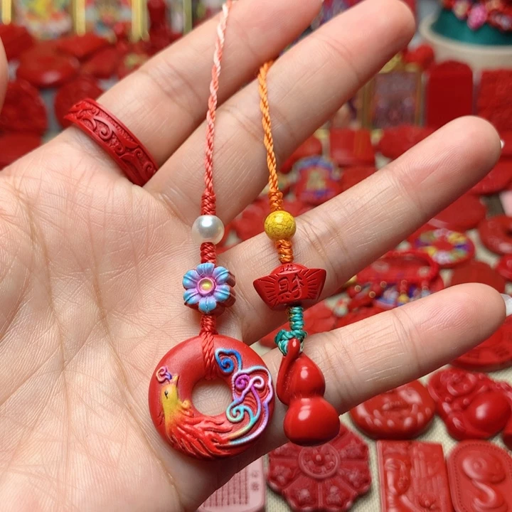 天然辰砂工艺品朱砂手机坠