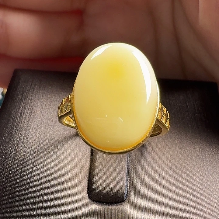 蜜蜡银S925镶嵌戒指戒指