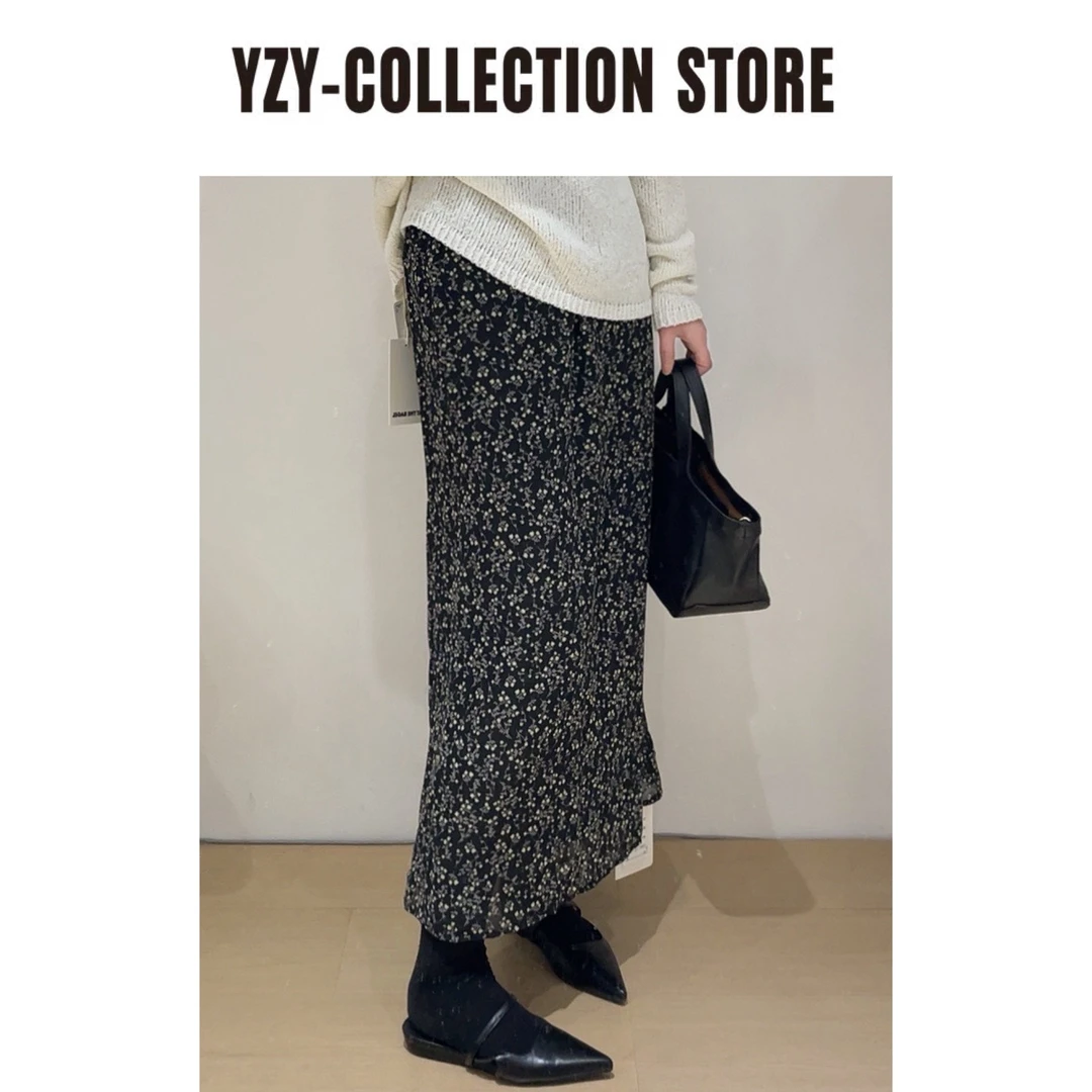 （一只羊）碎花极简风薄款中长裙半身裙半裙高腰裙子显瘦时尚