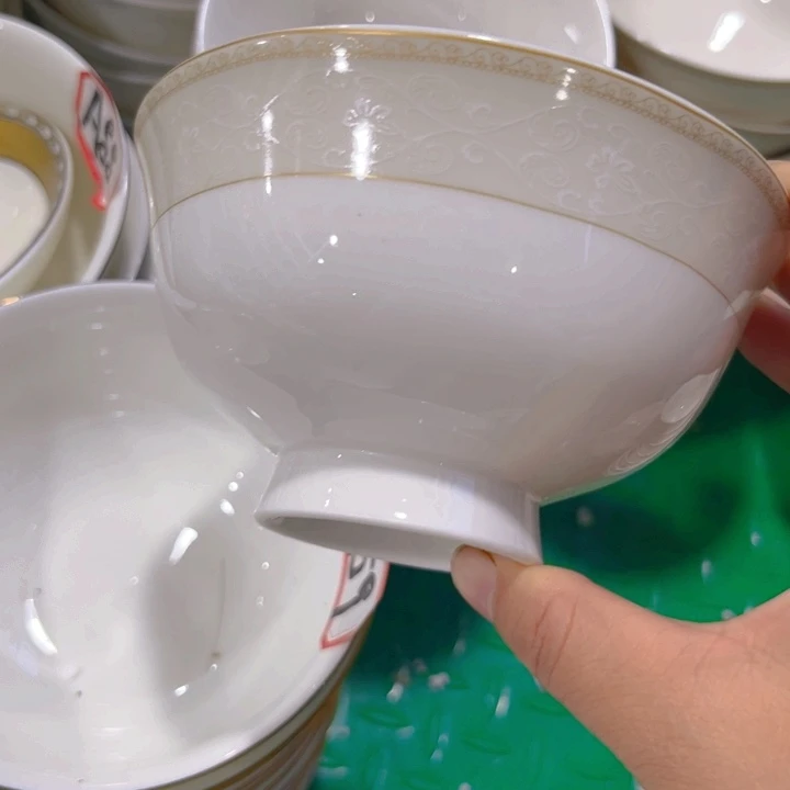 瓷片高脚碗十个微瑕4.5寸
