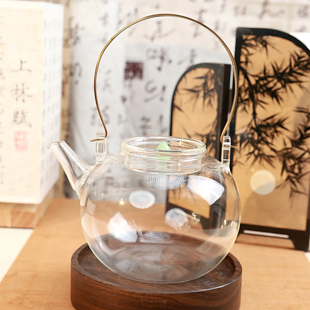 铜提梁把手高硼硅耐热玻璃电陶炉专用大容量烧煮水煮茶壶凉水壶