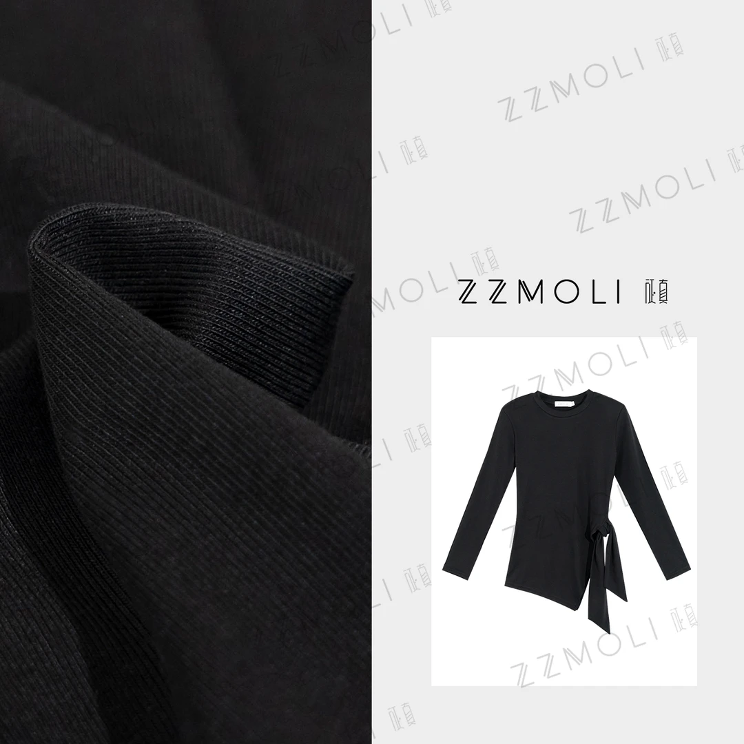 ZZMOLI莱赛尔开叉设计感“艾玛”气质绑带T恤女显瘦上衣ZBY57193