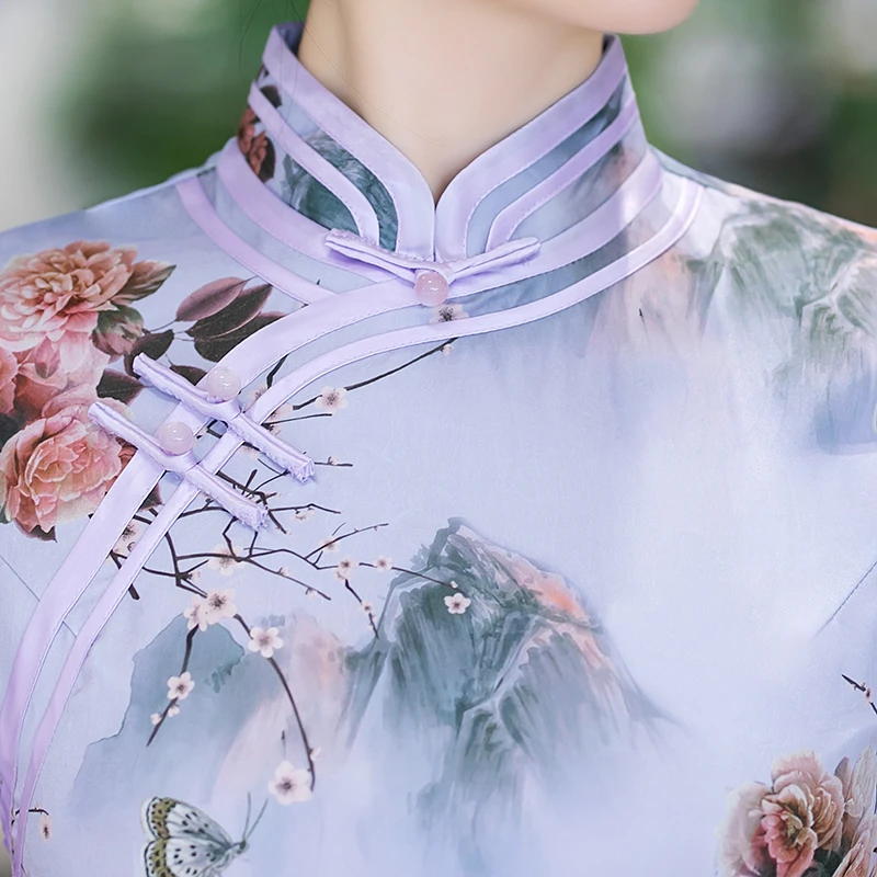 白幼秀3269中国风旗袍复古优雅中式立领港风款旗袍中国日常旗袍