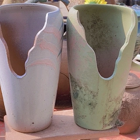 紫砂花盆口14高度29瑕疵