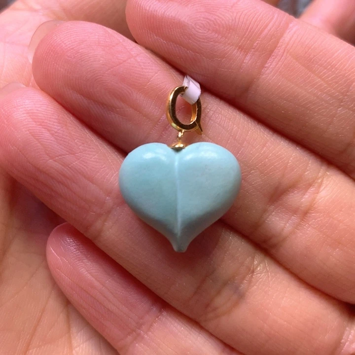 绿松石18K金镶嵌吊坠