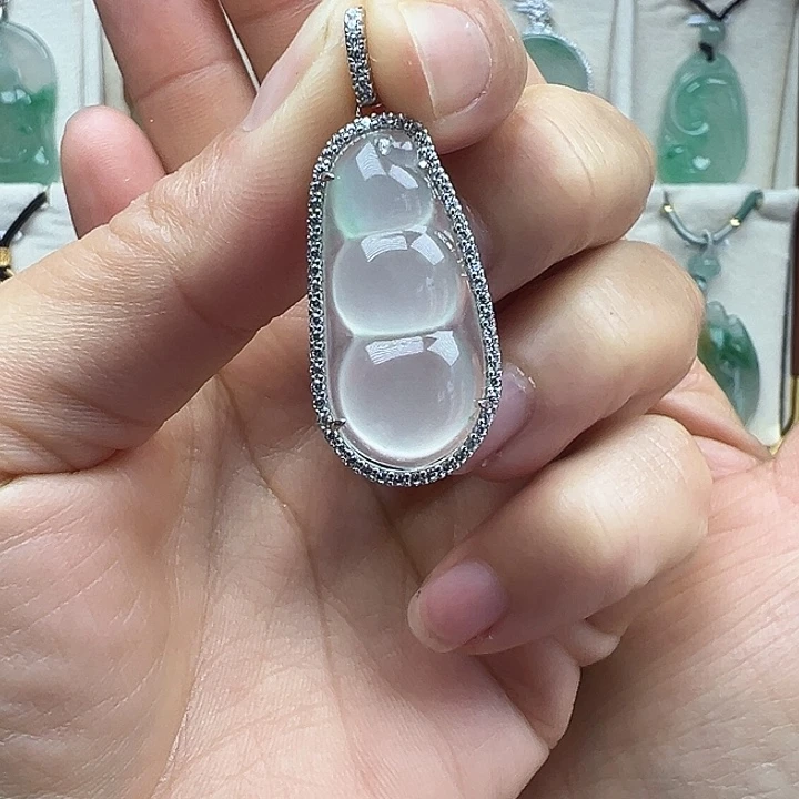 石英质玉银S925镀金镶嵌吊坠(不含链)