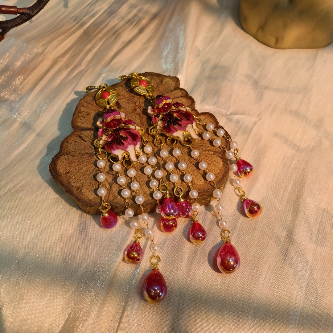 铜合金树脂耳饰 【红锦鲤】原创自制手作新中式国风耳饰耳钉耳环