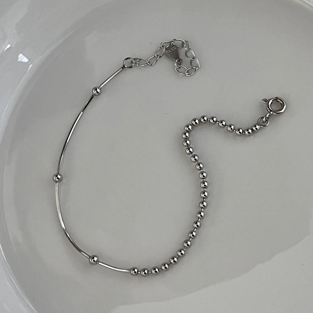 925银手链 韩ins时尚百搭气质简约   ab圆珠手链