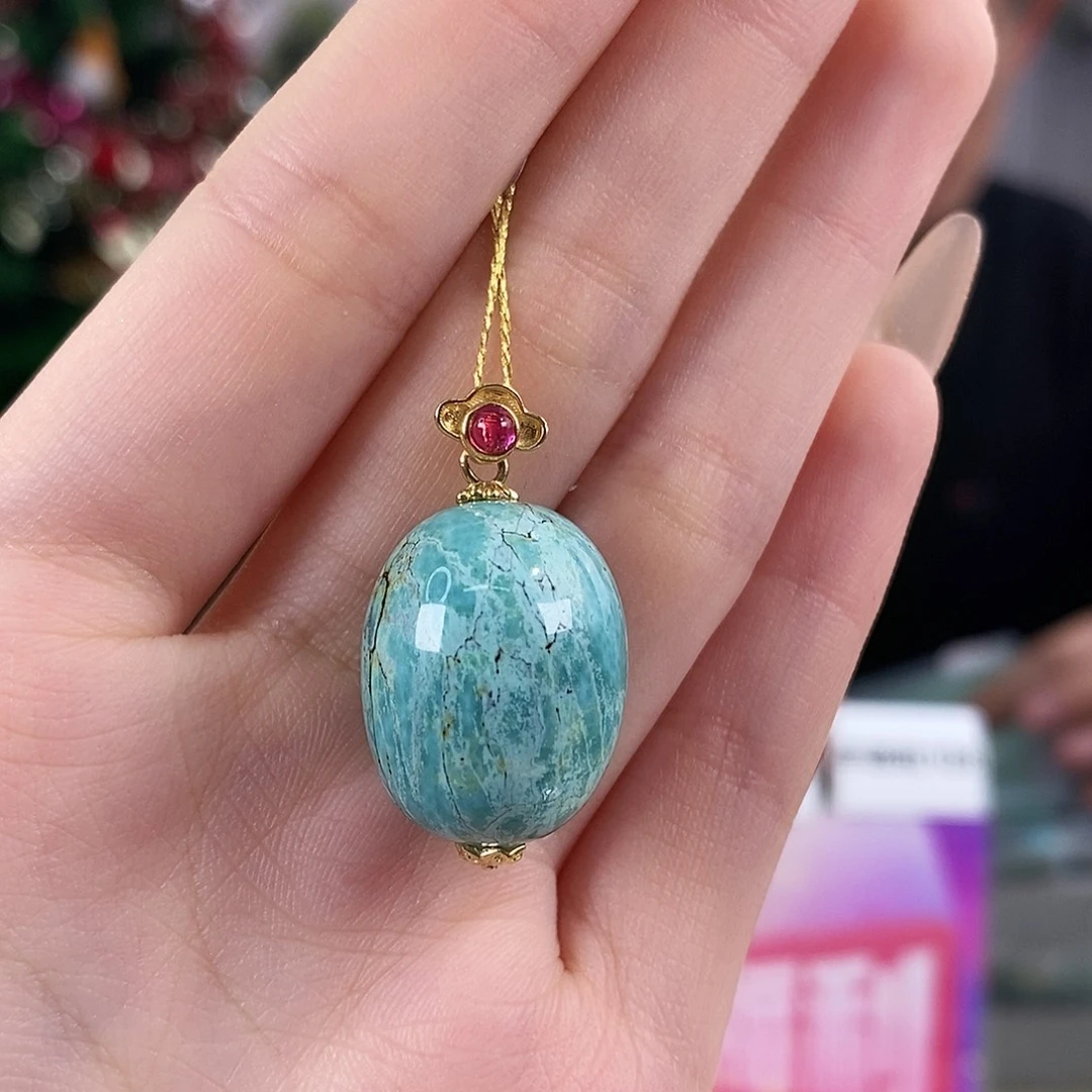 绿松石18K金镶嵌珠宝奇石