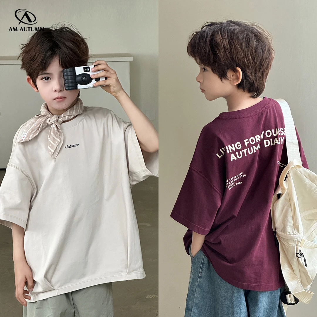 现货「AM AUTUMN」【穿搭新生代】休闲全棉字母短袖T男夏季上衣BX5221