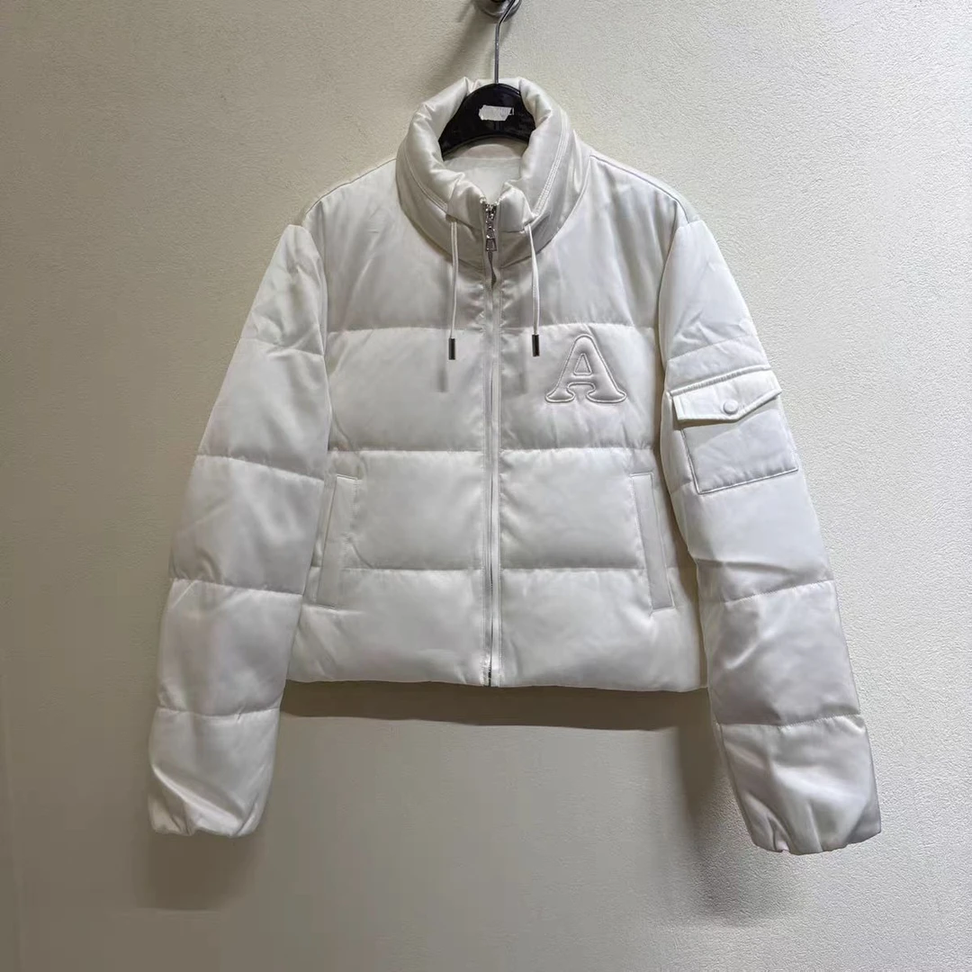 5013#厚款A字母领抽绳鹅绒外套羽绒服冬季新款刺绣