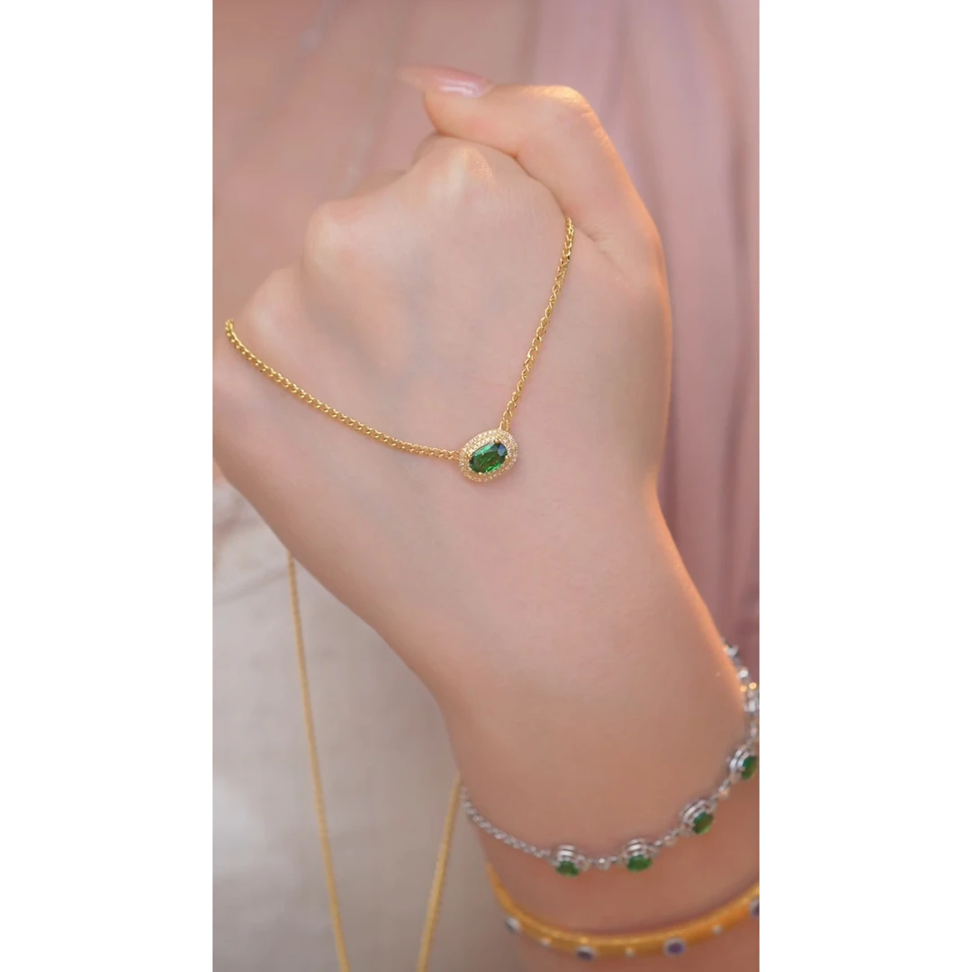 石榴石（沙弗莱）项链18K金镶嵌（1ct）@@U2091