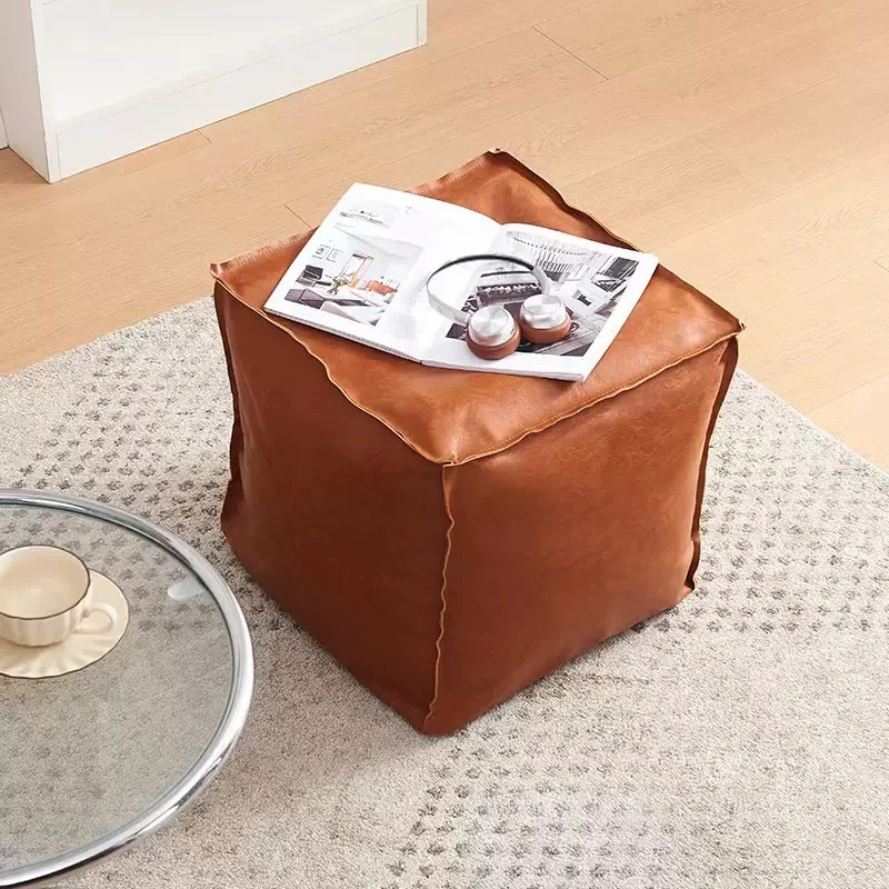 美式收纳坐墩皮质蒲团卧室收纳袋懒人凳人造皮收纳换鞋凳防水防刮