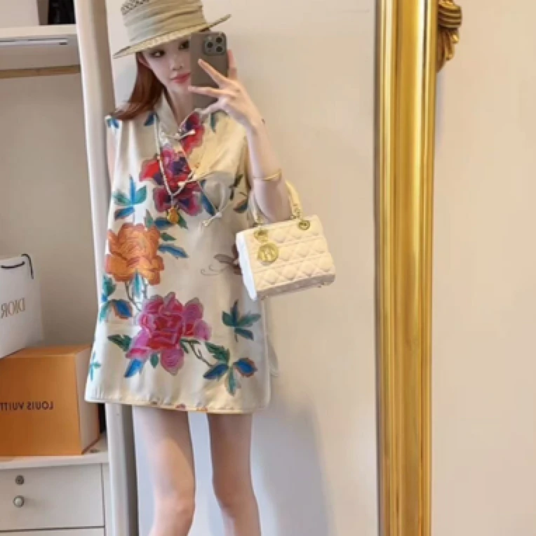 8512【语花梦】珠子盘扣中式气质马甲上衣 衣长73