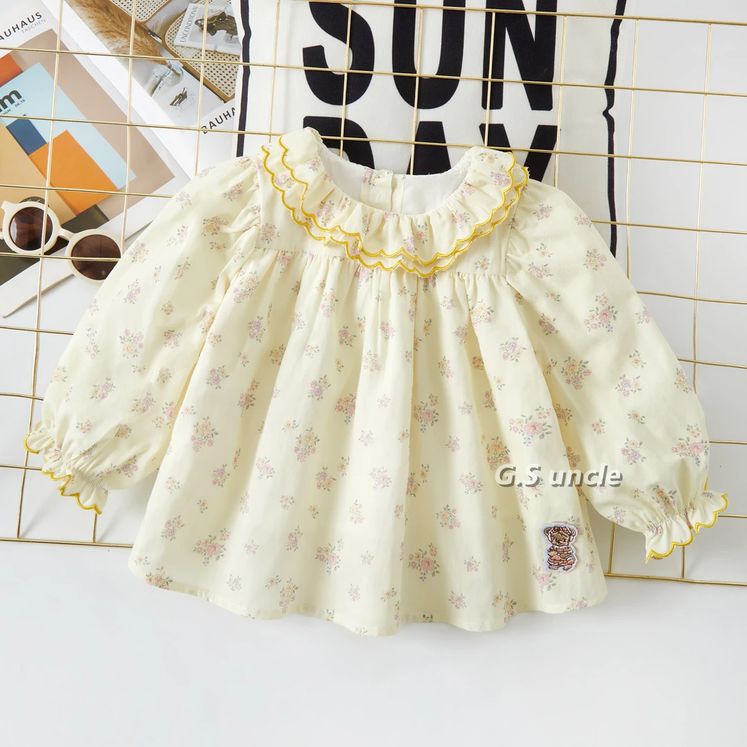 【胭脂海棠】Z026夏款韩版百搭女宝上衣百褶宝宝