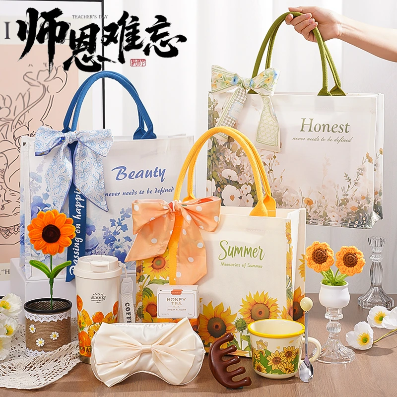 教师节礼物2025年新款谢师恩送女老师仪式感实用手提帆布包伴手礼