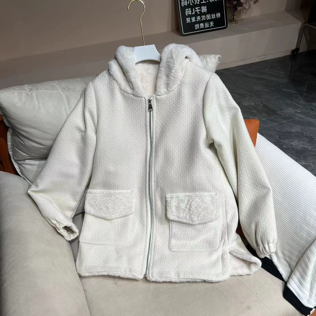 冬季新款时尚显瘦连帽外套百搭韩版休闲洋气女士上衣838衣长58