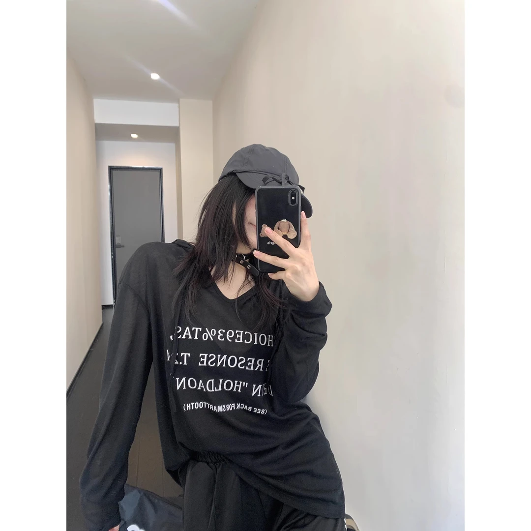 美式街头慵懒风防晒罩衫女夏季韩版时尚宽松中长款连帽长袖T恤潮