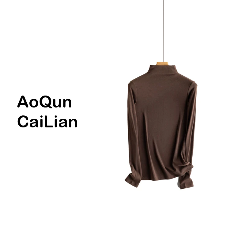 AoQunCaiLian【半高领水溶羊毛】轻薄柔软保暖针织套头衫-8258