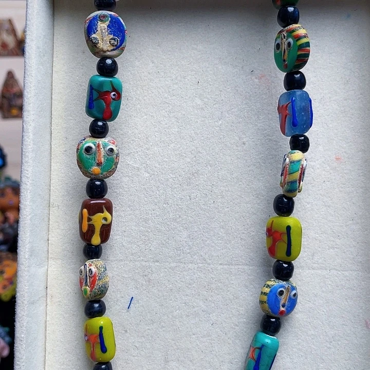 小鸟脸珠项链成品