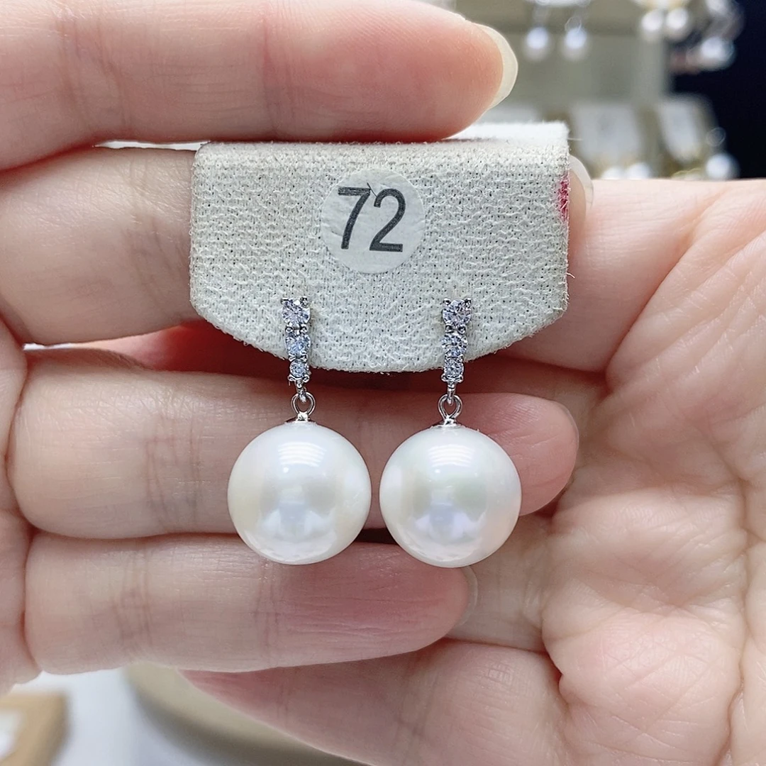 耳饰银S925镶嵌淡水珍珠