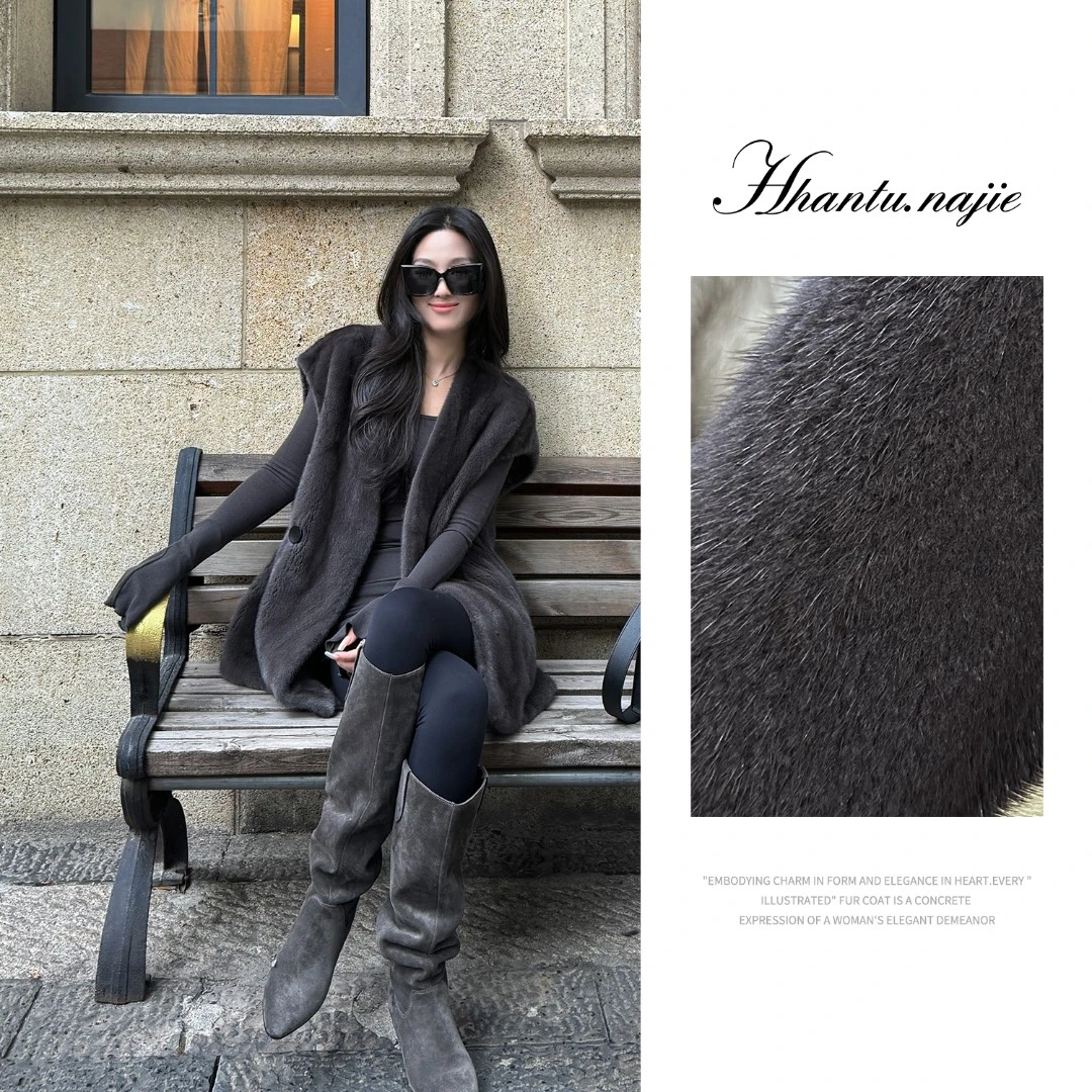 【娜姐】『邂逅』水貂毛马甲外套冬季进口天鹅绒减龄年轻时尚款HT687