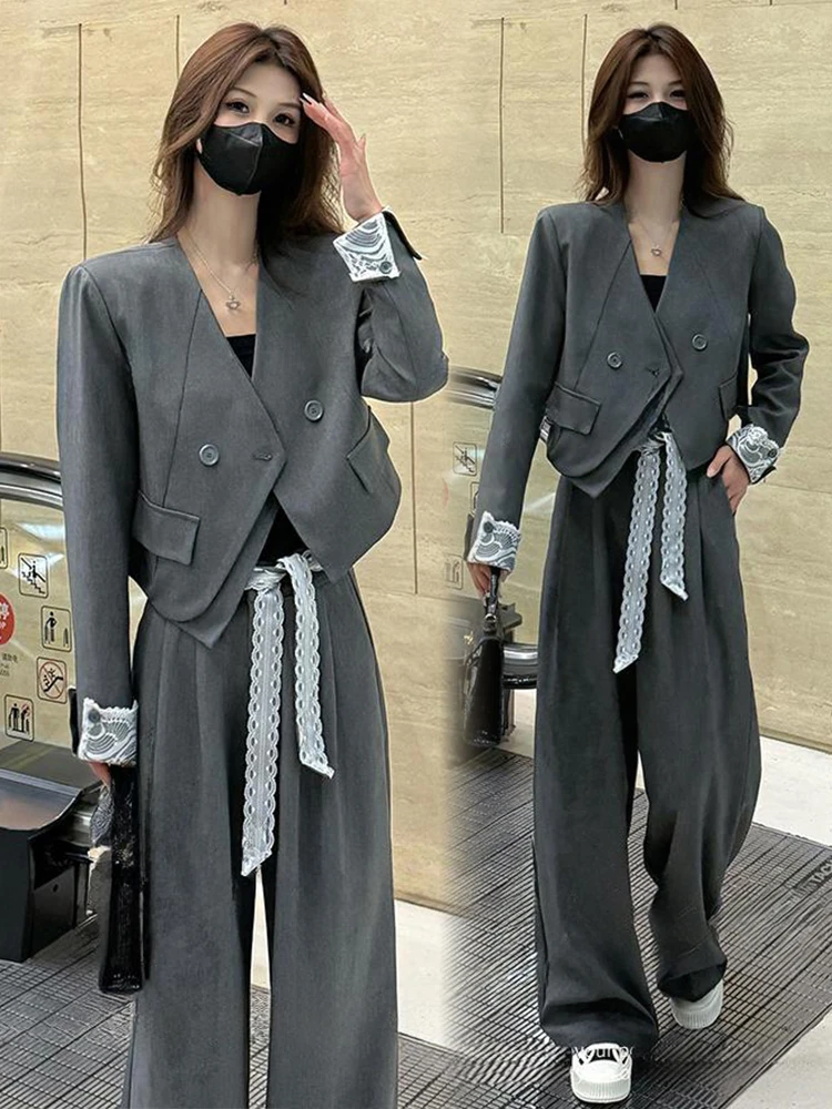 时尚套装女2025秋季新款时髦洋气设计感西装外套阔腿裤气质两件套