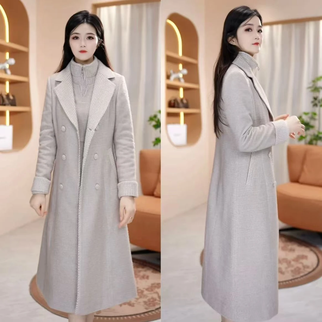 【外套+连衣裙】雪花绒冬季新款优雅减龄百搭洋气连衣裙两件套