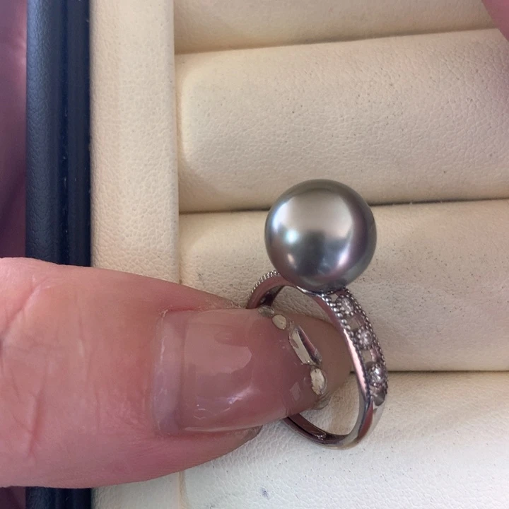 银S925镶嵌戒指海水珍珠