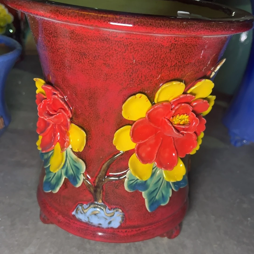 正宗岭南石湾盆放漏