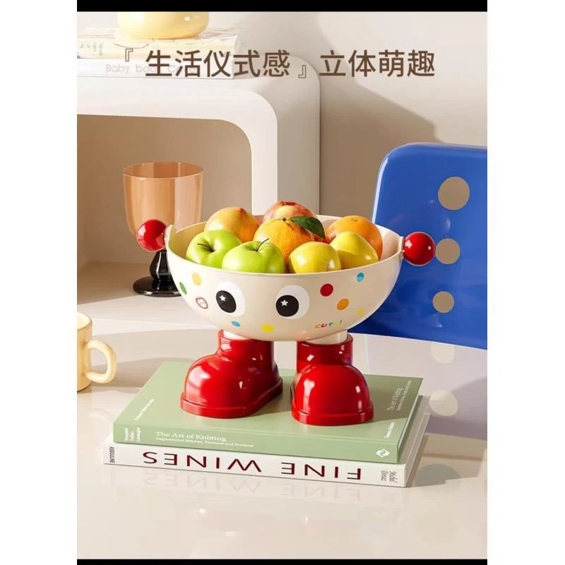 果盆卡通元素小清新纯色沥水网红立体旋转果盘萌趣