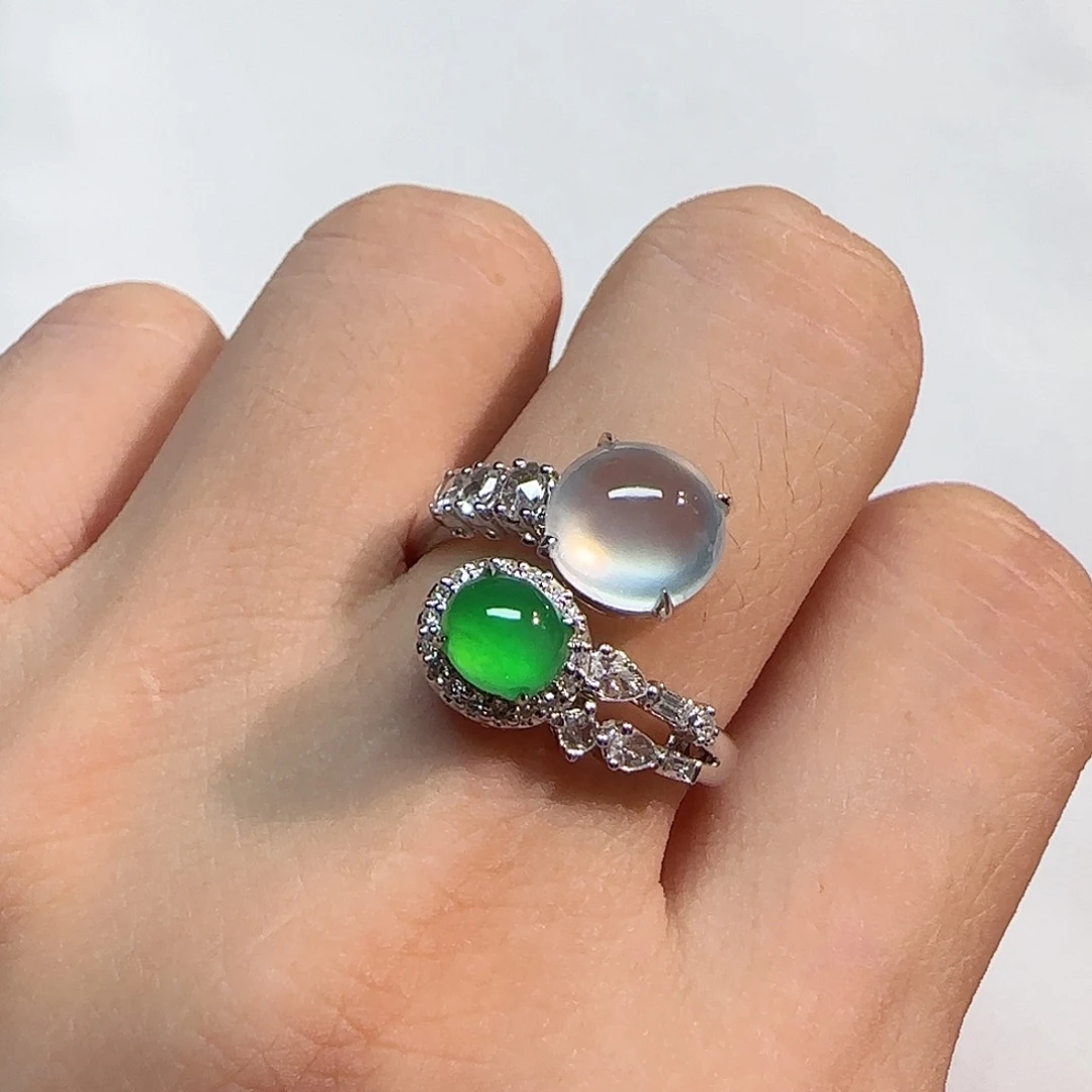 翡翠18K金镶嵌戒指设计款