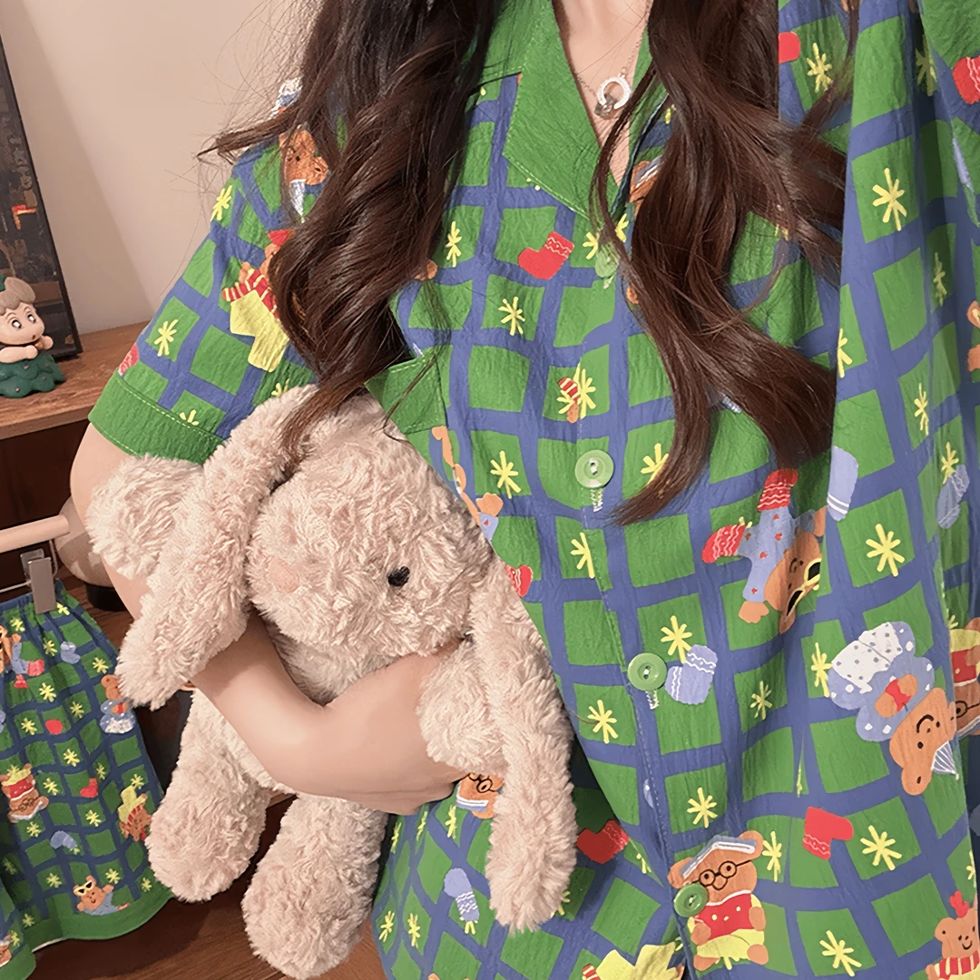 微胖女孩睡衣夏天短袖女款夏季女孩家居服睡衣女款爆款2025新款