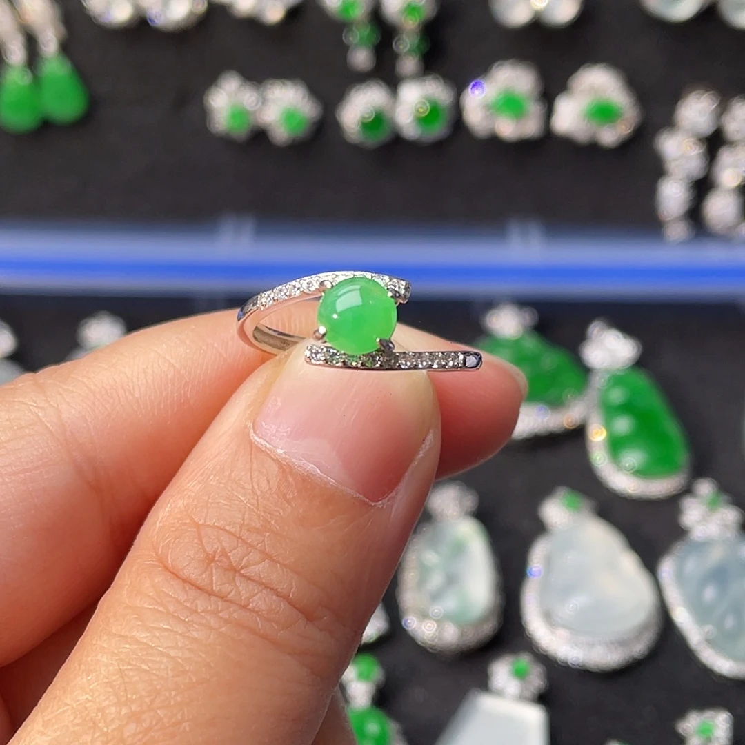 翡翠银S925镶嵌戒指