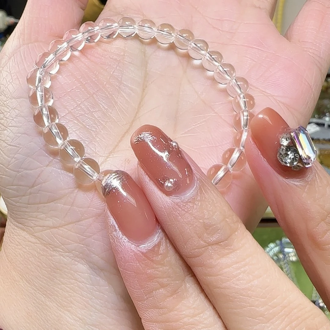 水晶手串未镶嵌天然白水晶全净体单圈卡6