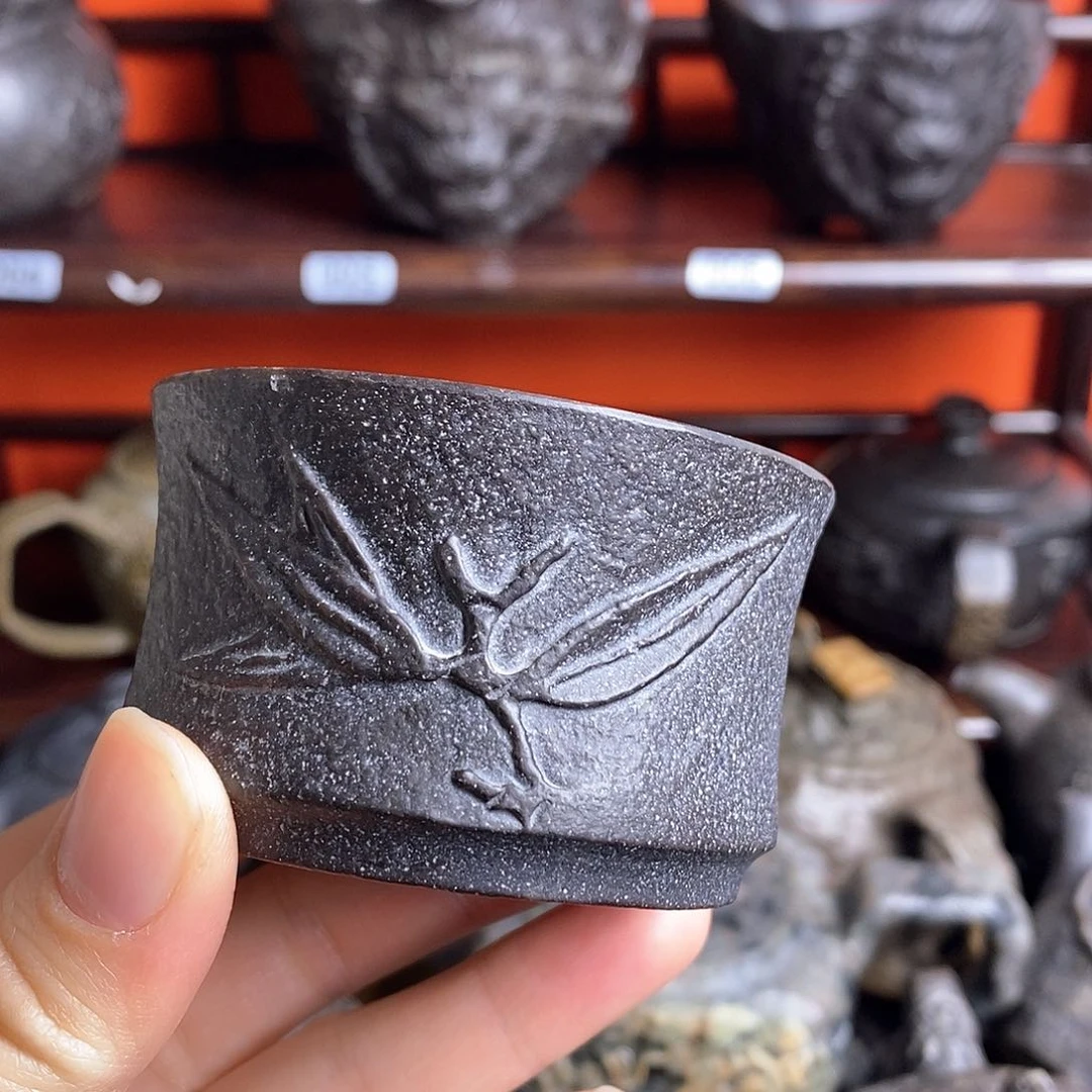 紫砂茶壶冰碛岩竹节杯