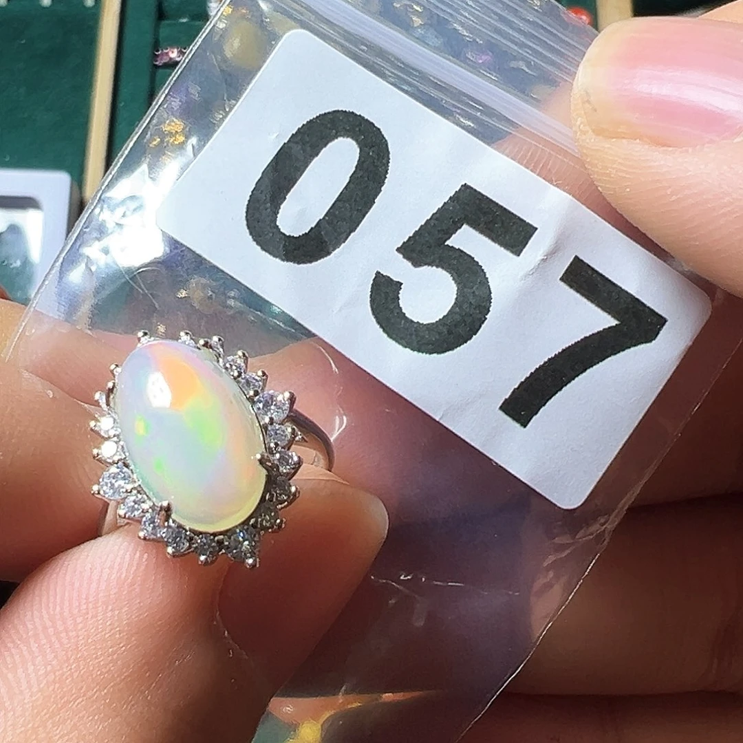 欧泊戒指银S925镶嵌米**米