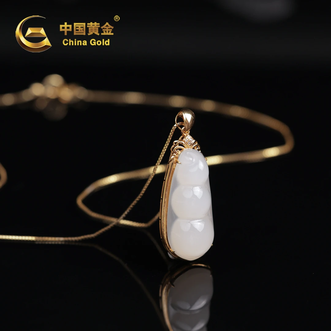 【中国黄金】若蘅 | 和田玉*吊坠*18k金镶嵌-D8639-格