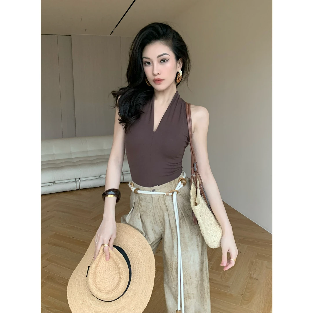 JIJINQI时尚百搭显瘦打底夏季外穿通勤无袖短款吊带女JD01SZPT844